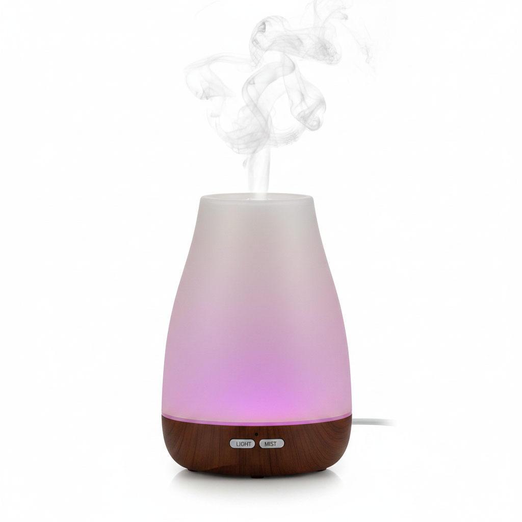 100ml Essential Oil Aroma Diffuser & Cool Mist Humidifier with 7 Color LED Lights (Brown Wood Grain)