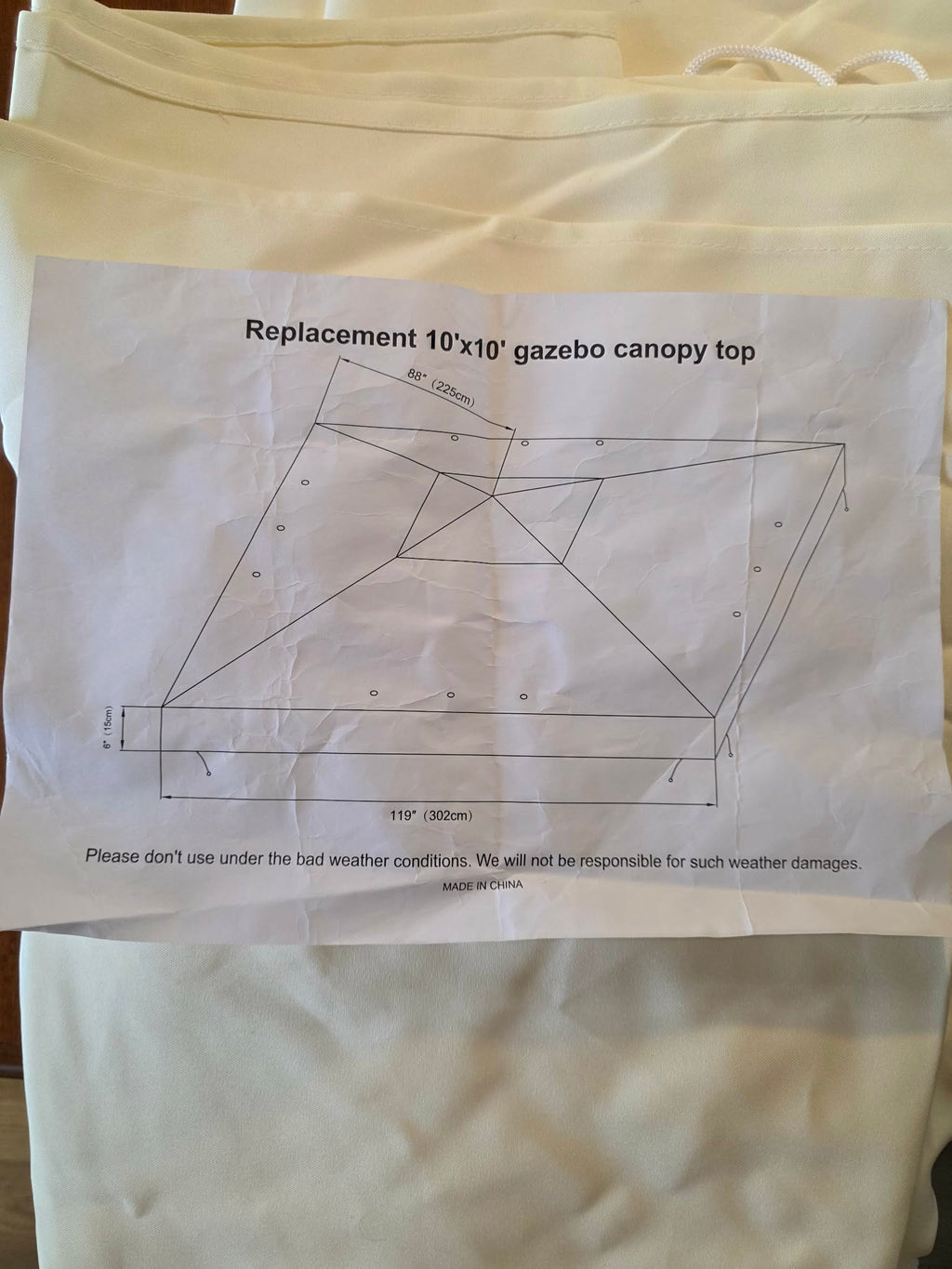 10' x 10' Replacement Gazebo Canopy Top