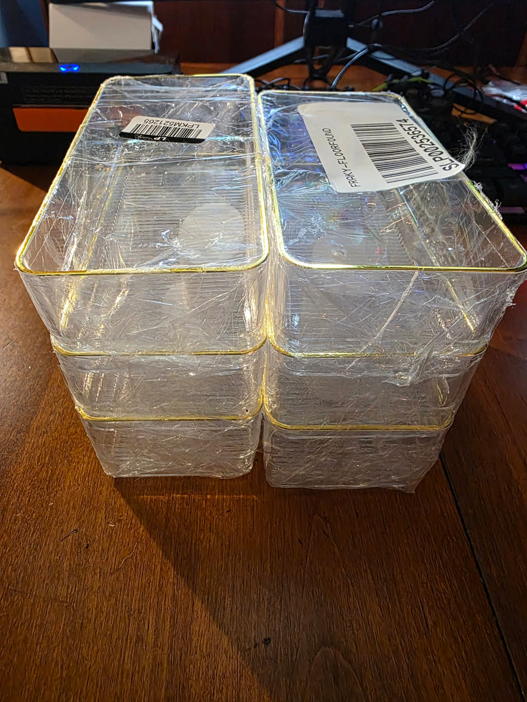 6-Piece Clear Drawer Organizer Set with Gold Trim – Vanity & Bathroom Storage Trays