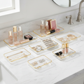 6-Piece Clear Drawer Organizer Set with Gold Trim – Vanity & Bathroom Storage Trays