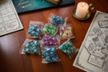 7 PCS RPG polyhedral dice set glitter sparkle D&D, MTG, role playing, new sealed.