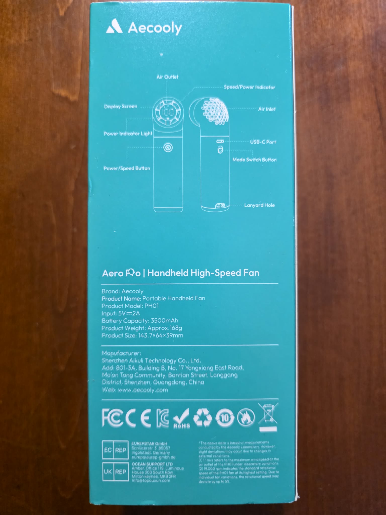 Aecooly Aero Pro Handheld High-Speed Fan - 19000 RPM Portable Turbo Fan with LED Display & 3500mAh Battery