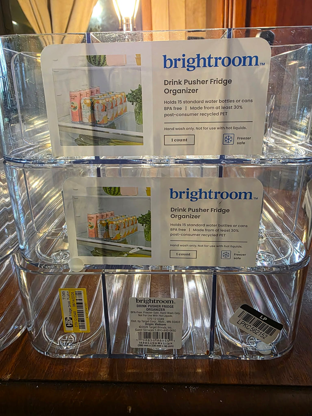Brightroom Clear Drink Pusher Fridge Organizer