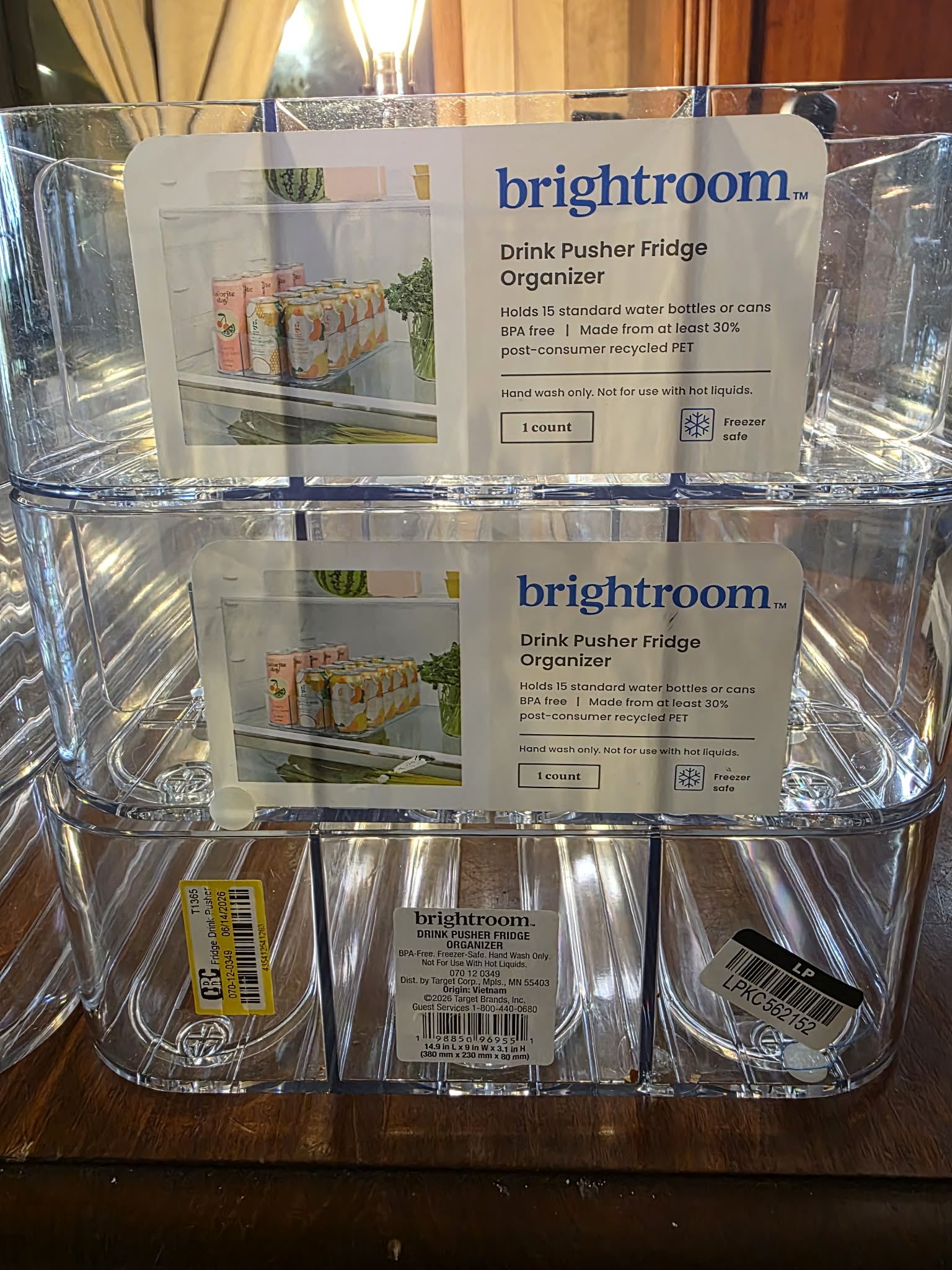 Brightroom Clear Drink Pusher Fridge Organizer