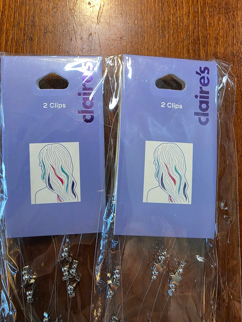 Claire’s Silver Beaded Clip-In Hair Extensions – 2-Pack