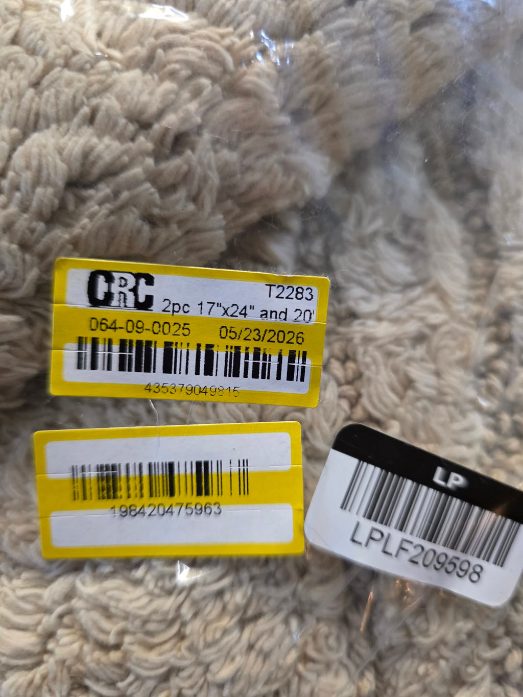 CRC 2-Piece Chunky Loop Plush Bath Mat Set - Linen/Beige (17"x24" + 20"x32")