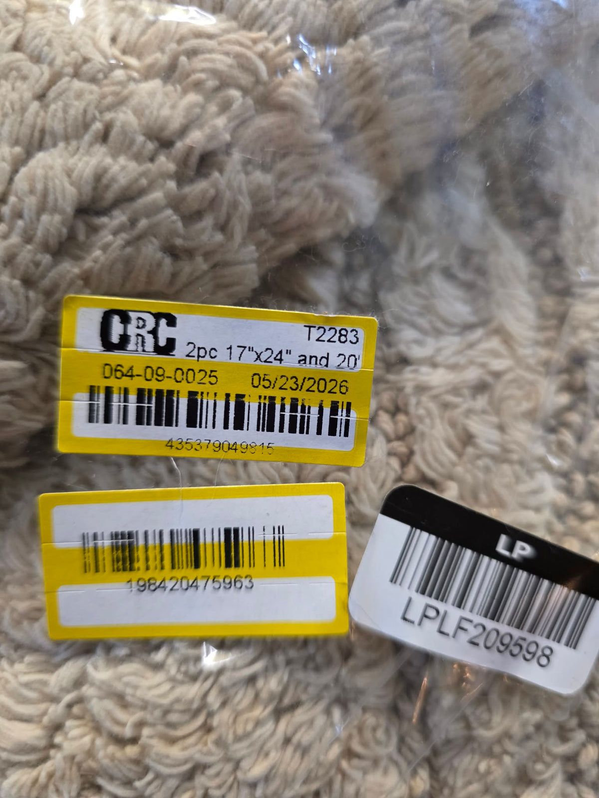CRC 2-Piece Chunky Loop Plush Bath Mat Set - Linen/Beige (17"x24" + 20"x32")