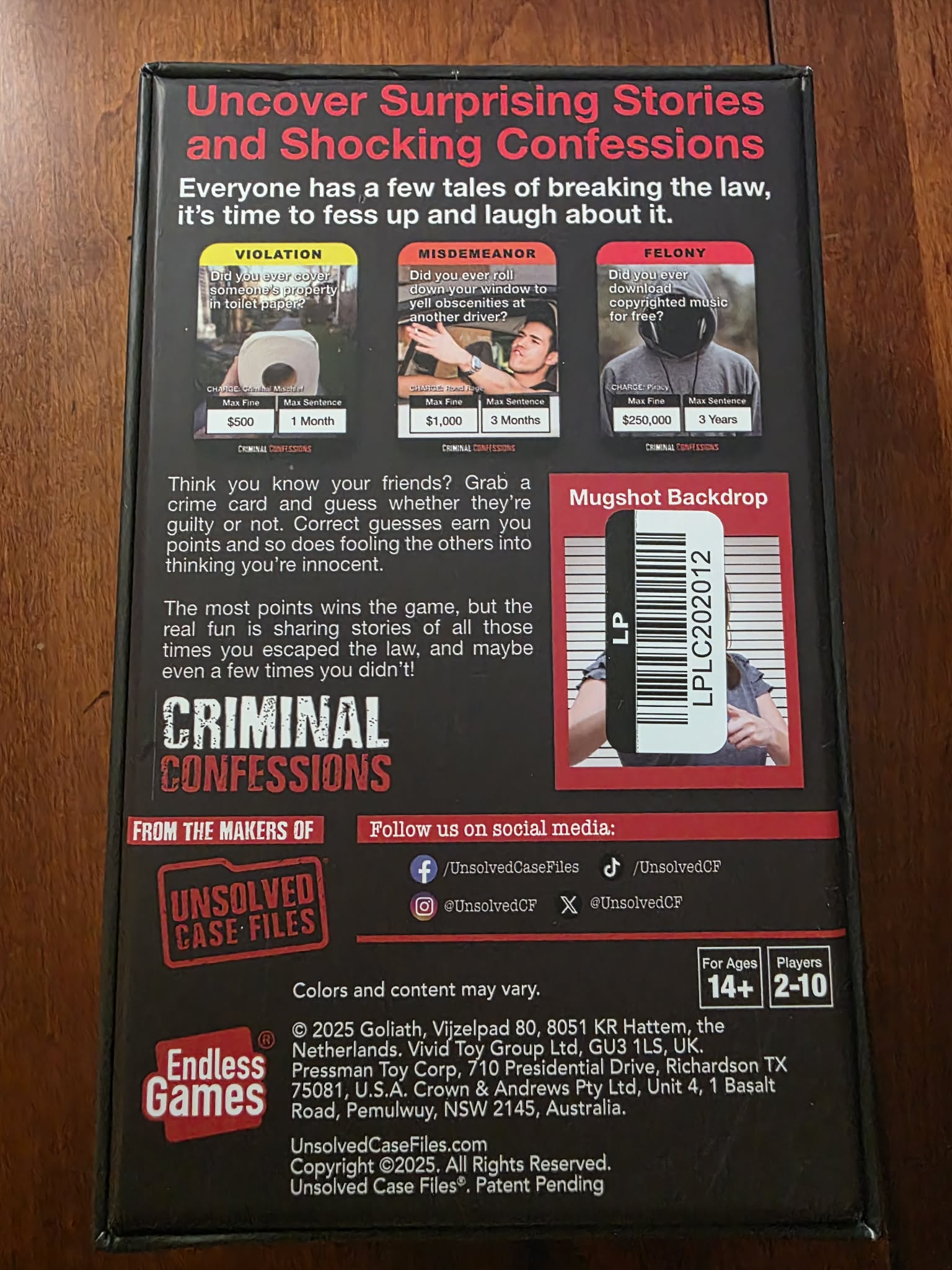Criminal Confessions Party Game by Endless Games (From the Makers of Unsolved Case Files) – Ages 14+
