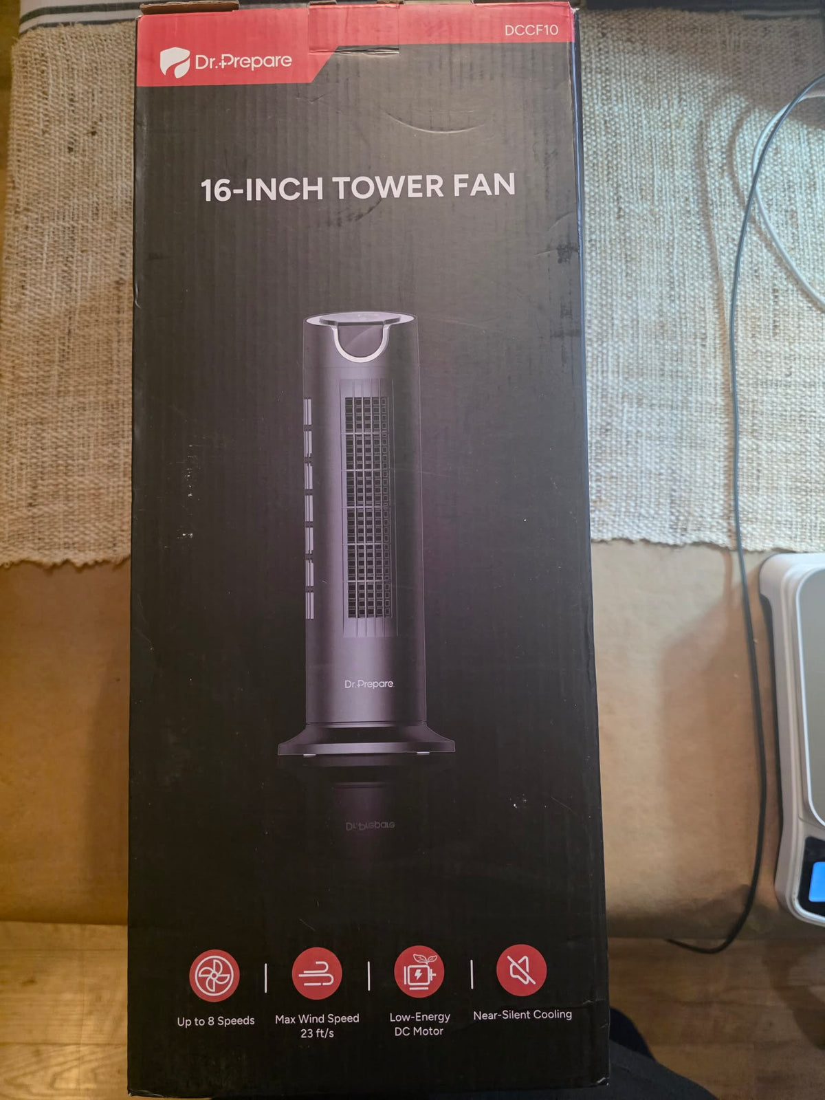 Dr. Prepare 16-Inch Oscillating Tower Fan with Remote Control - Quiet Cooling (12W)