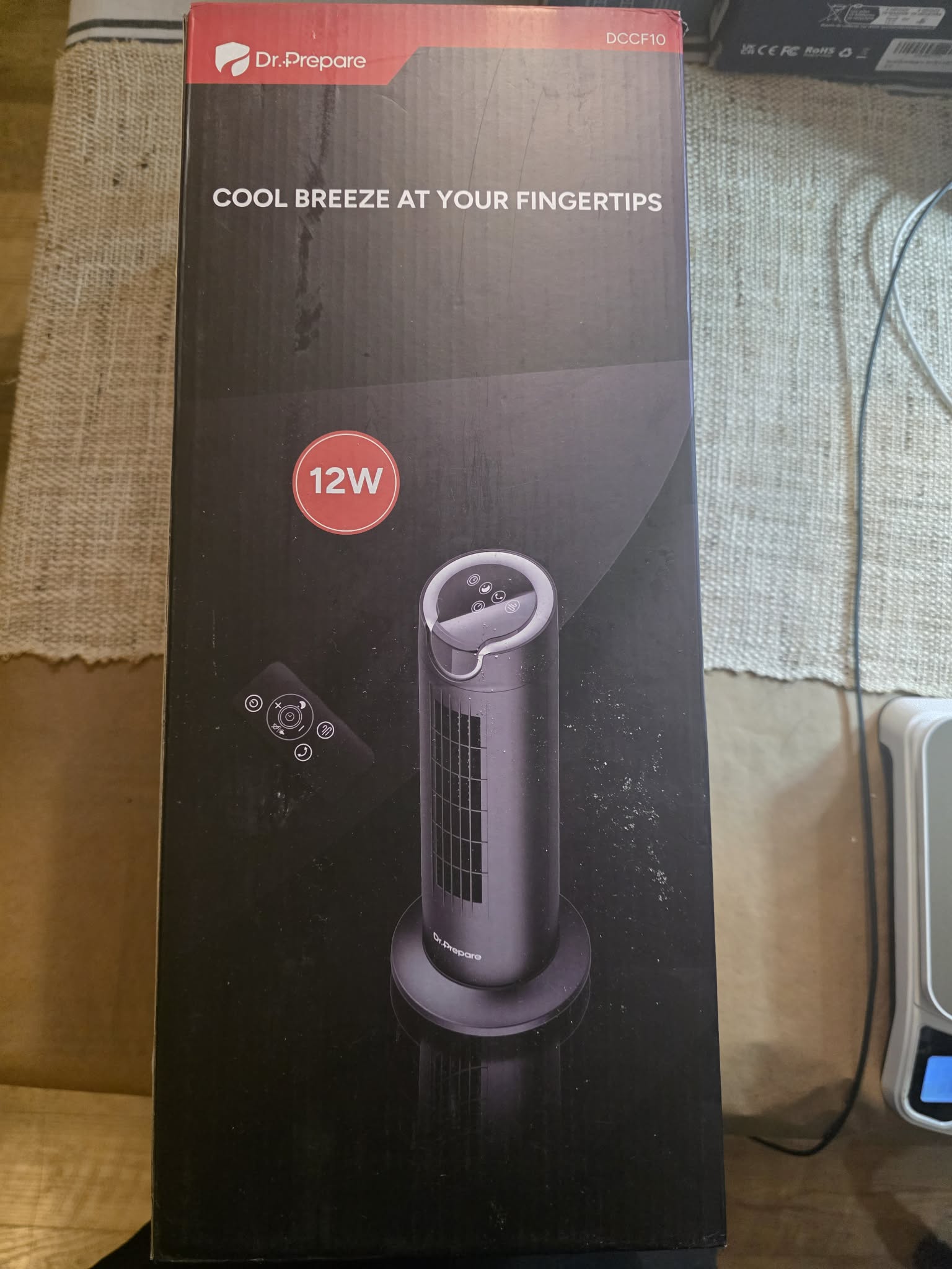 Dr. Prepare 16-Inch Oscillating Tower Fan with Remote Control - Quiet Cooling (12W)