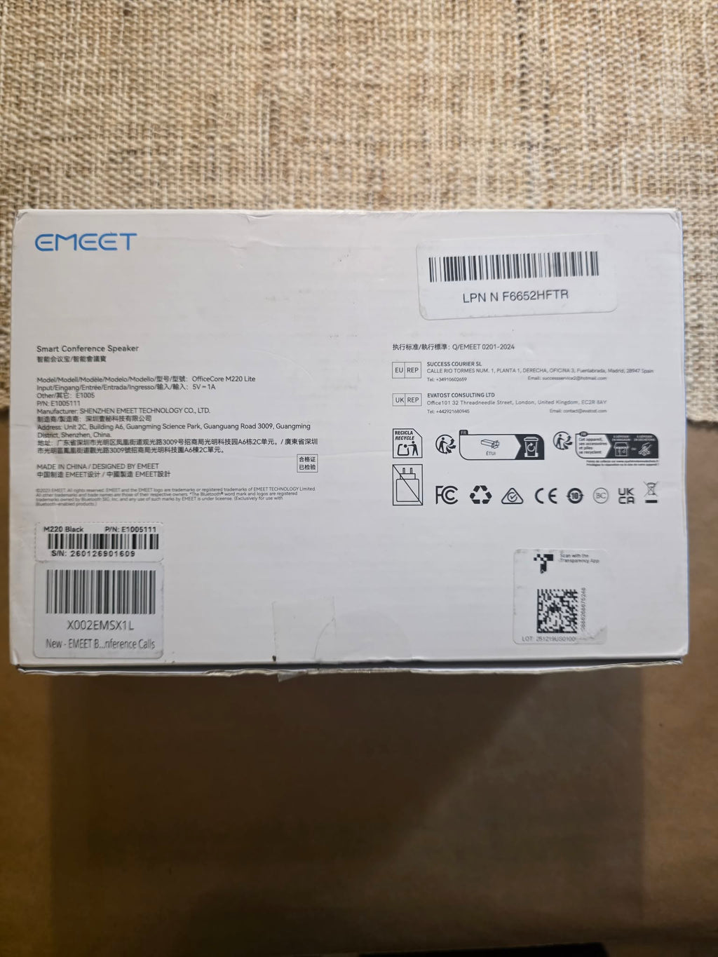 EMEET OfficeCore M220 Lite Smart Conference Speaker (Dual Cascading System)