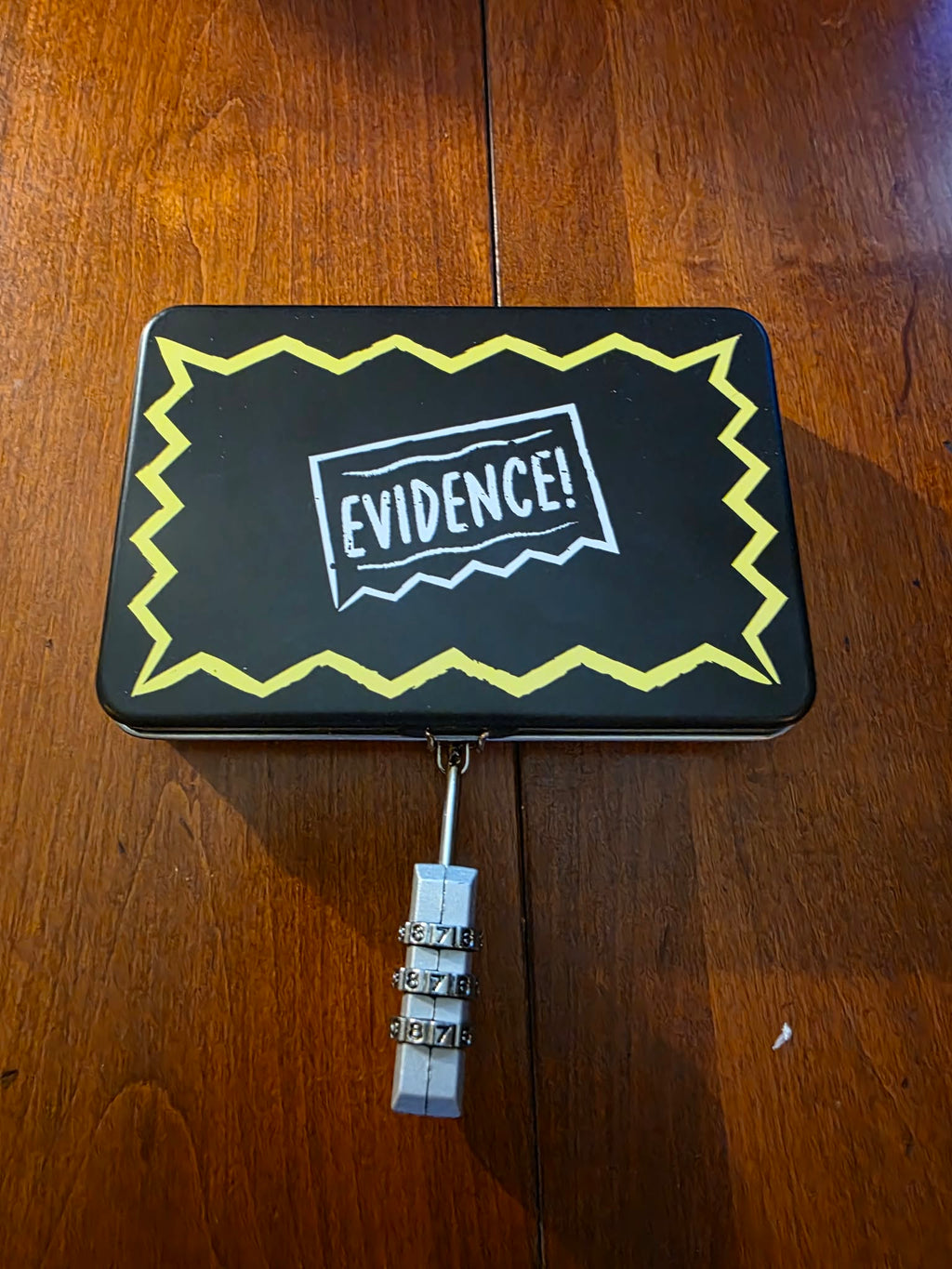 "Evidence!" Secret Stash Tin Box with 3-Digit Combination Lock