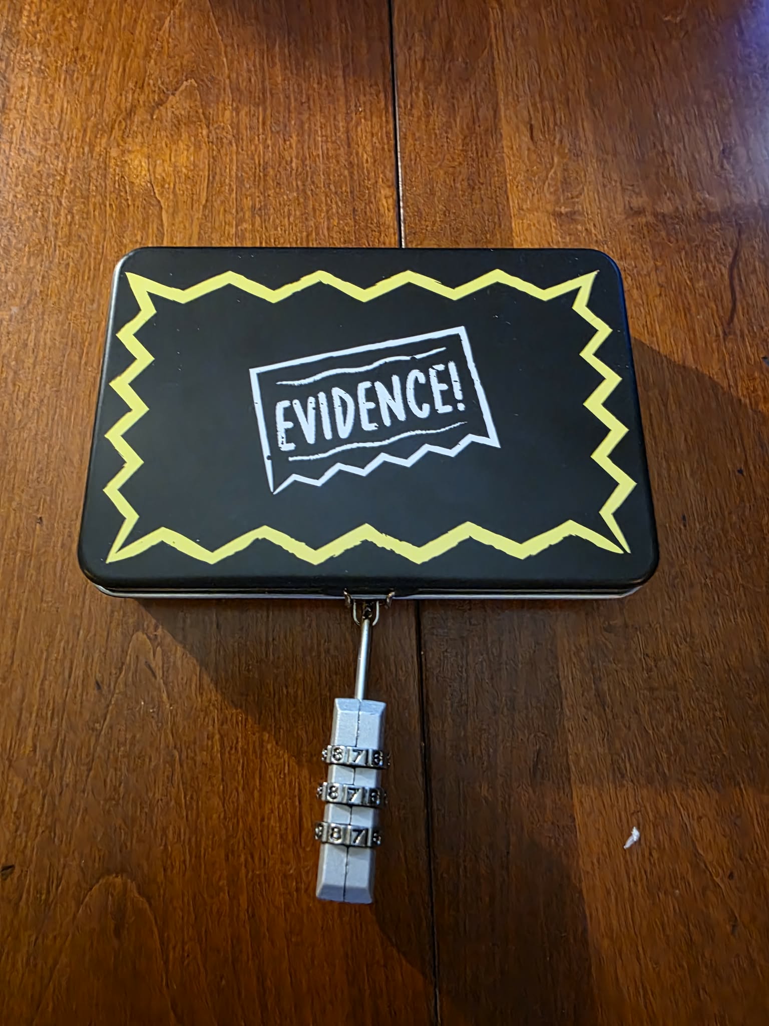 "Evidence!" Secret Stash Tin Box with 3-Digit Combination Lock