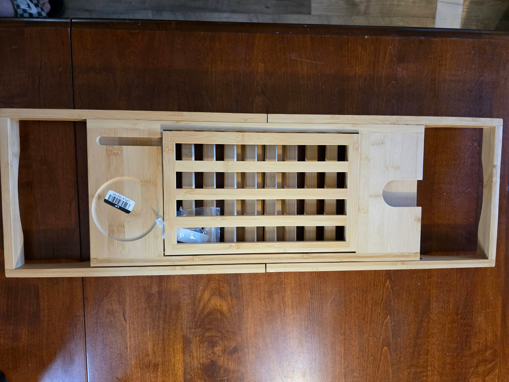 Expandable Wooden Bathtub Caddy Tray
