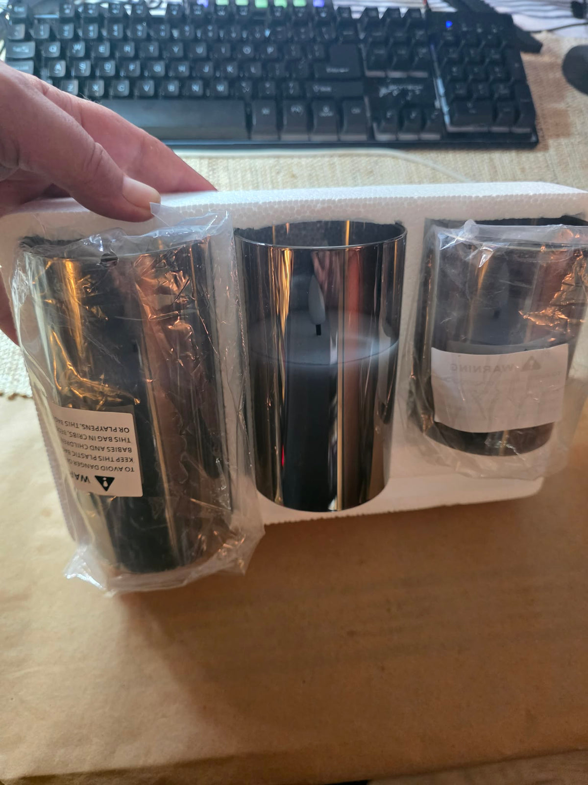 Eywamage Flameless LED Candles (Set of 3, Mirrored Finish)