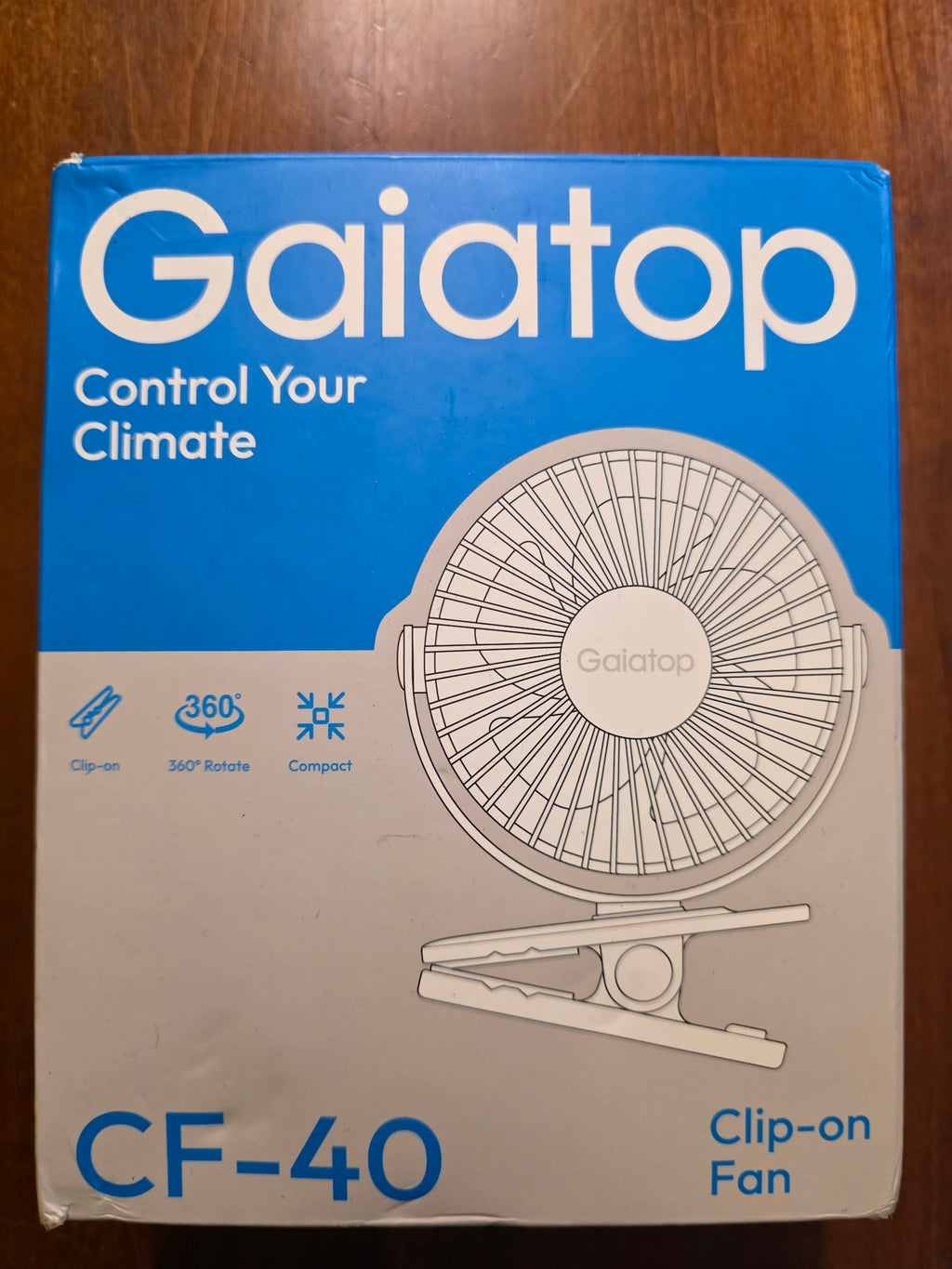 Gaiatop CF-40 Compact Clip-On Fan - 360° Rotating Portable Desk & Stroller Fan (USB-C)