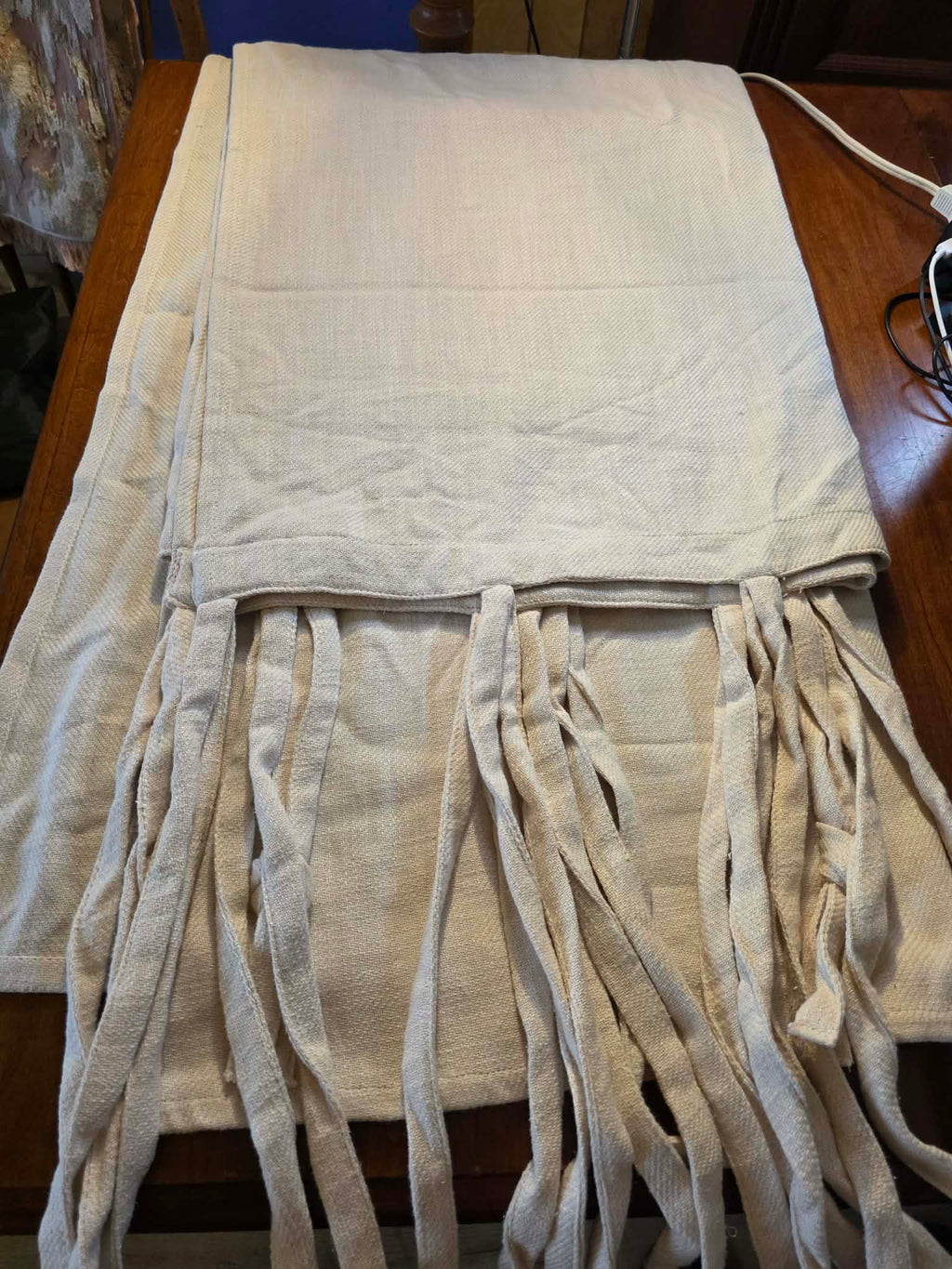 Hearth & Hand™ with Magnolia Cream Woven Curtain Panel with Ribbon Fringe Trim (1 Panel)