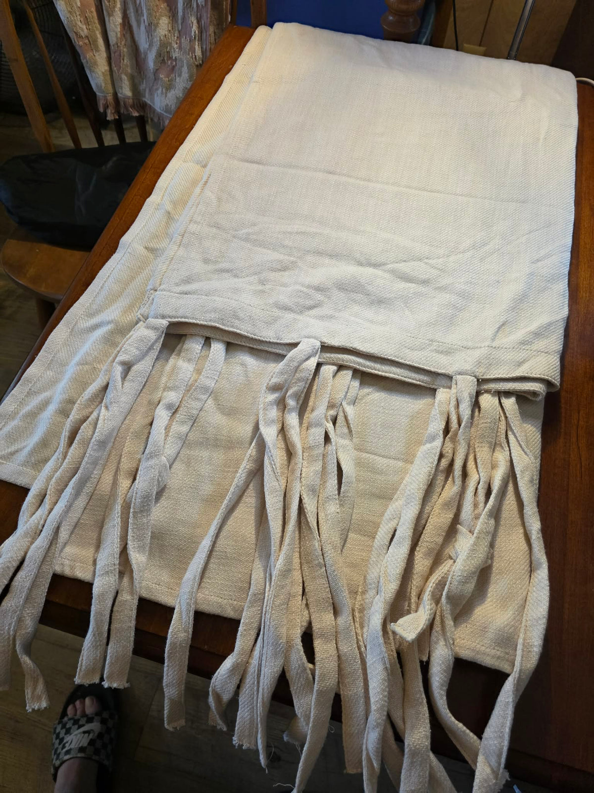 Hearth & Hand™ with Magnolia Cream Woven Curtain Panel with Ribbon Fringe Trim (1 Panel)
