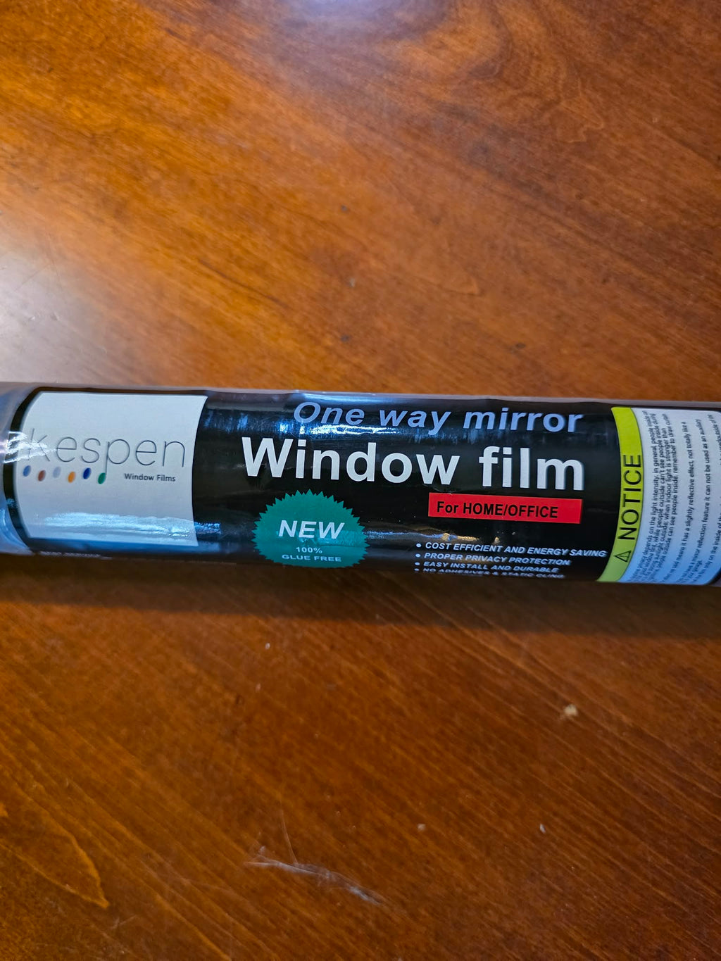 Kespen One-Way Mirror Window Film - Black/Silver, 100% Glue-Free Static Cling (35.4"x78.7")