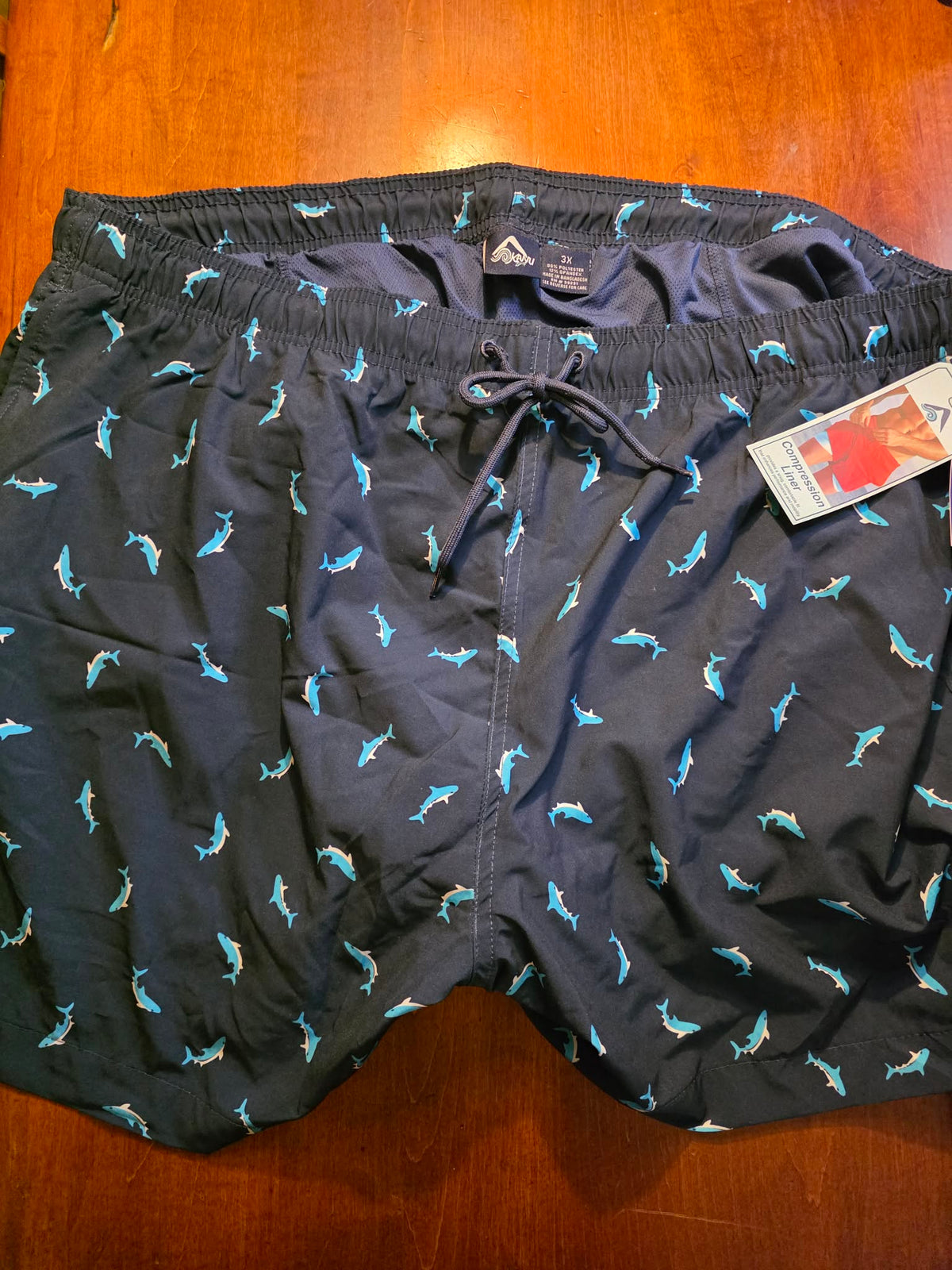 Kanu Surf Men's Swim Trunks (Shark Print)