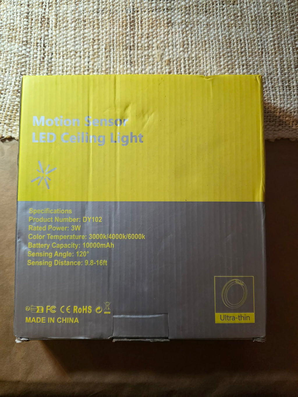 Koopala Ultra-Thin Motion Sensor LED Ceiling Light (10,000mAh, Gold)