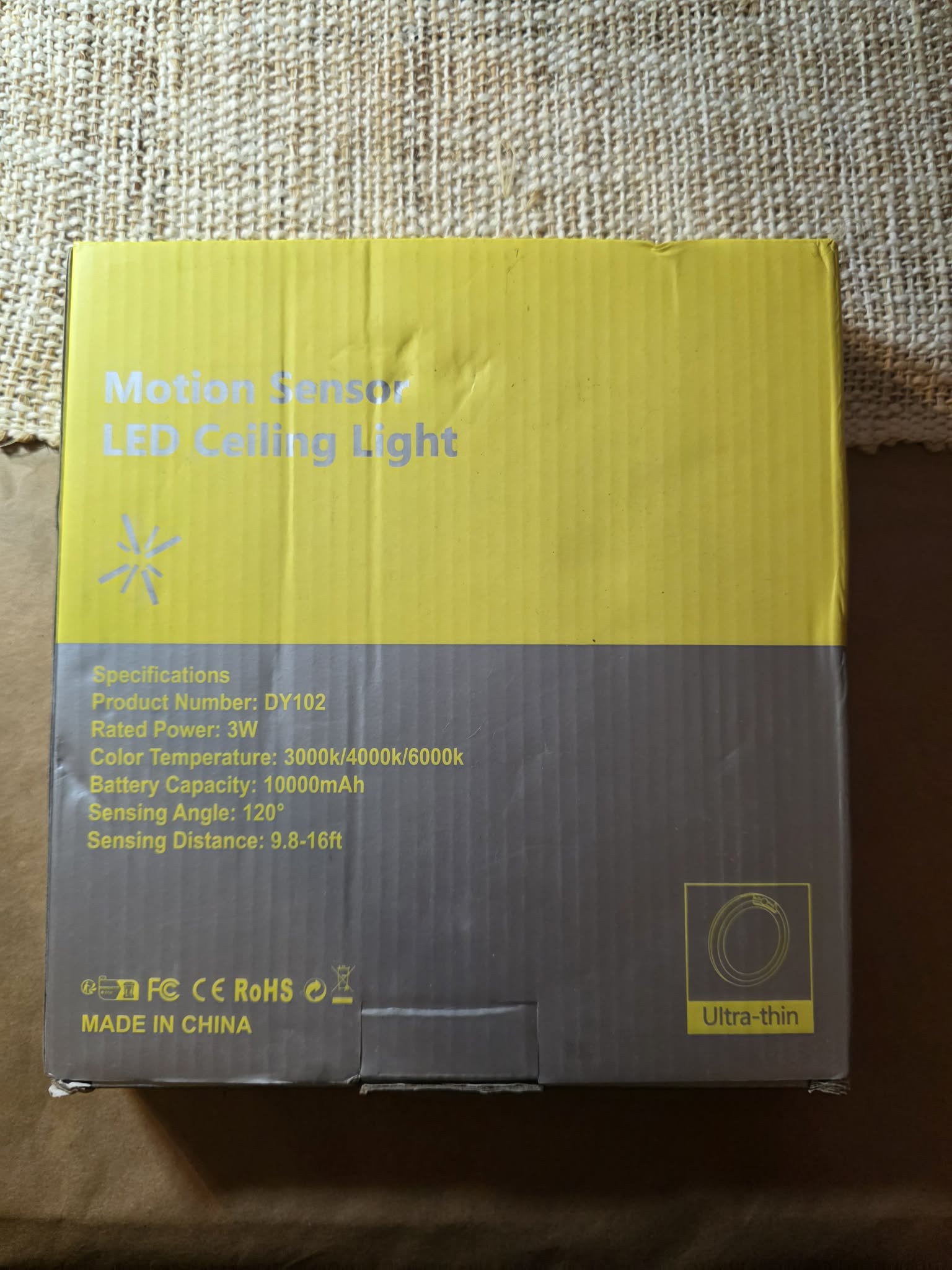 Koopala Ultra-Thin Motion Sensor LED Ceiling Light (10,000mAh, Gold)