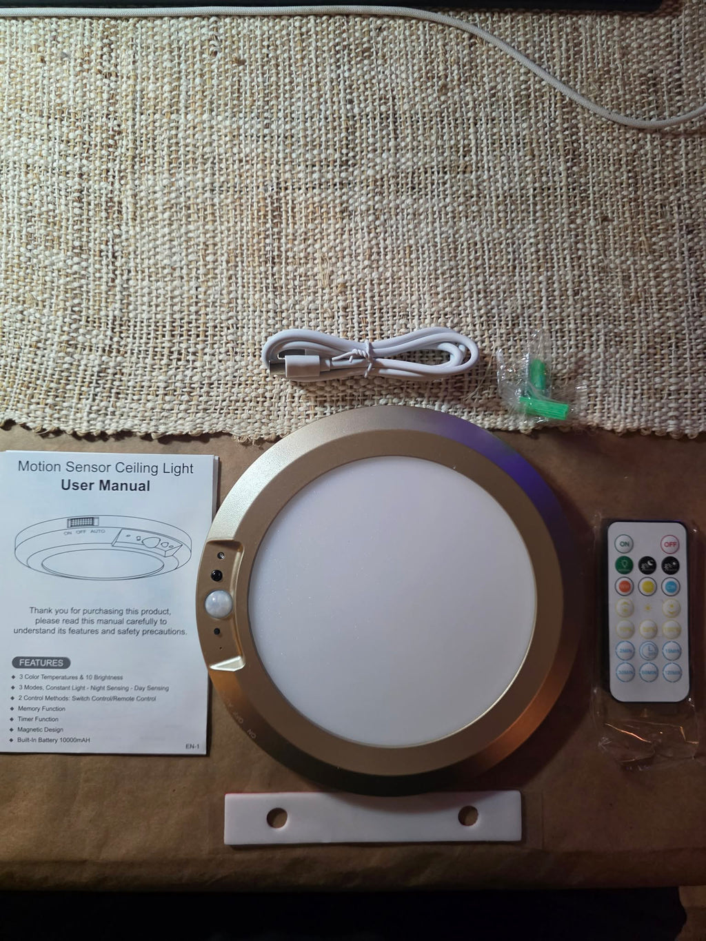 Koopala Ultra-Thin Motion Sensor LED Ceiling Light (10,000mAh, Gold)
