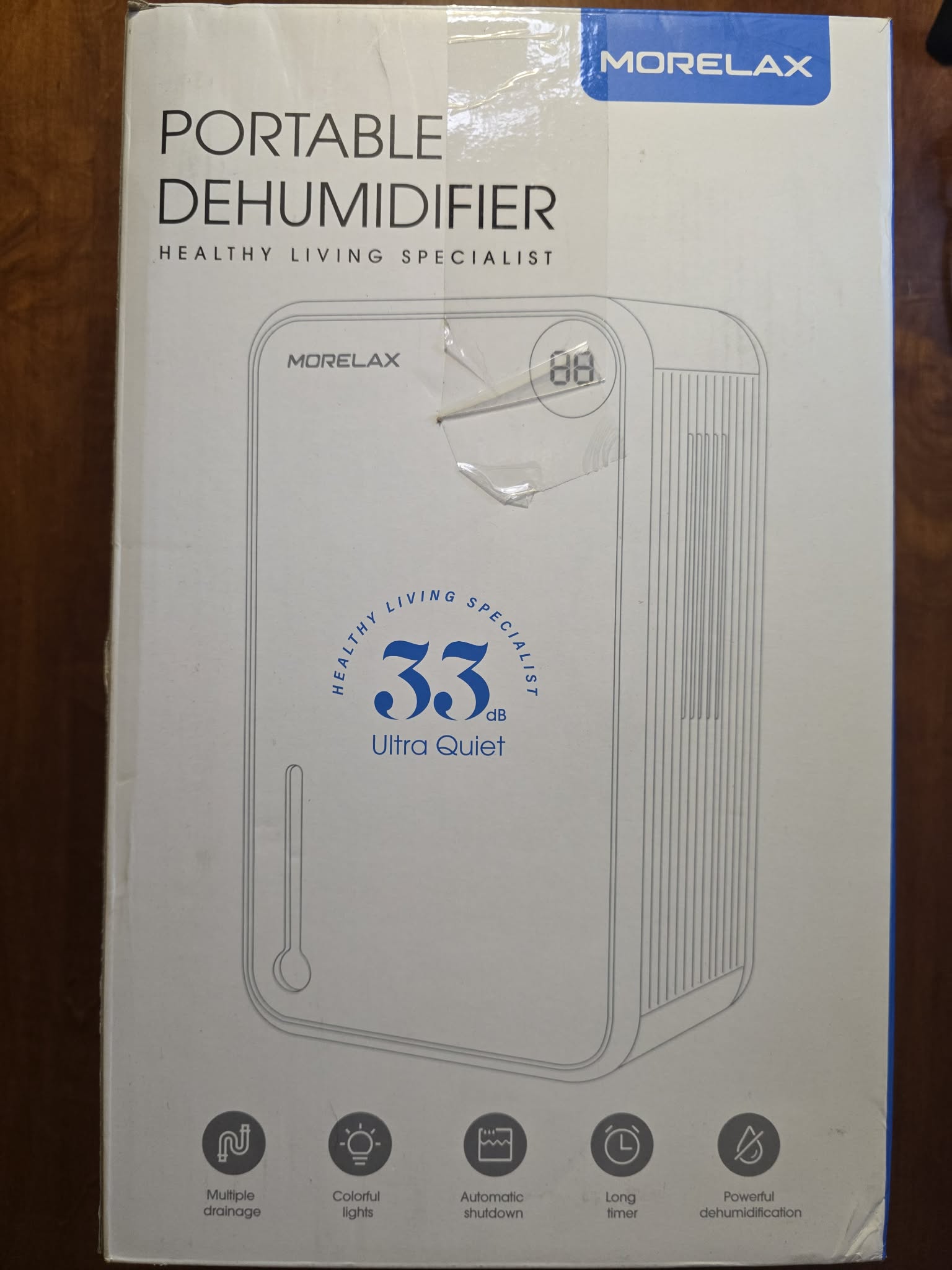 MORELAX Portable Dehumidifier for Small Spaces - 750ml/Day, Ultra-Quiet 33dB with Auto Shut-Off & LED Display (White)