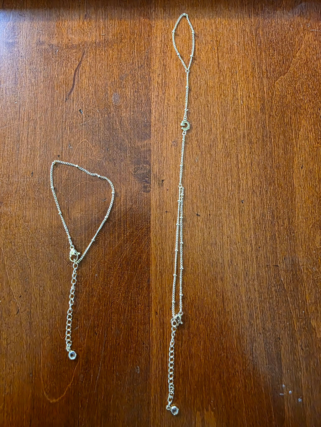 MOOHAM Dainty Gold Hand Chain & Layered Bracelet Set (2-Piece)