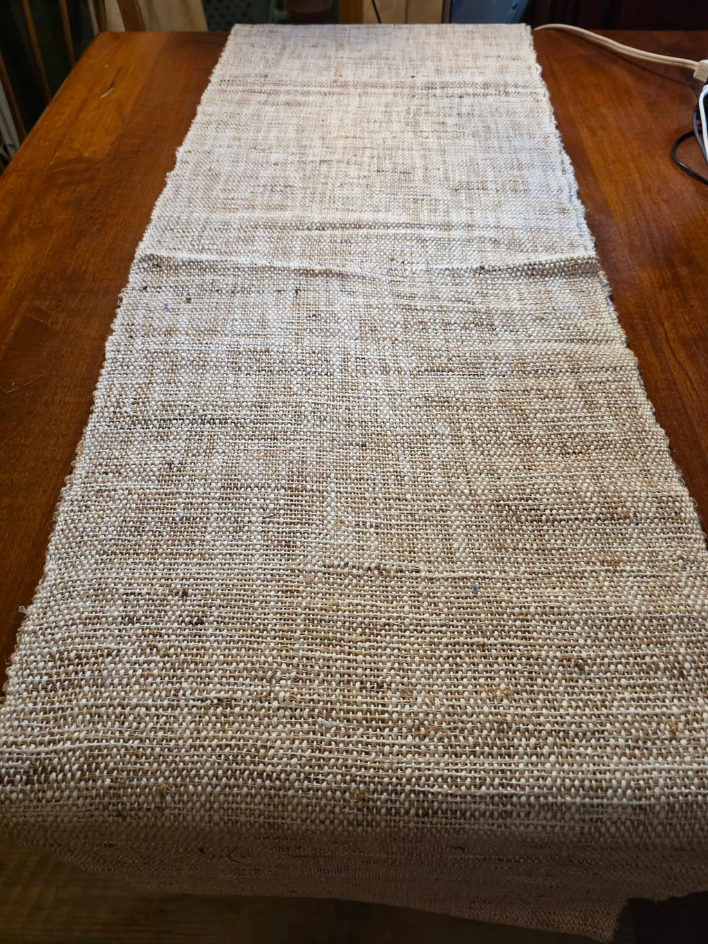 Natural Chunky Open-Weave Jute Table Runner - Clean Cut Edges, Oatmeal/Cream, Farmhouse & Boho Style