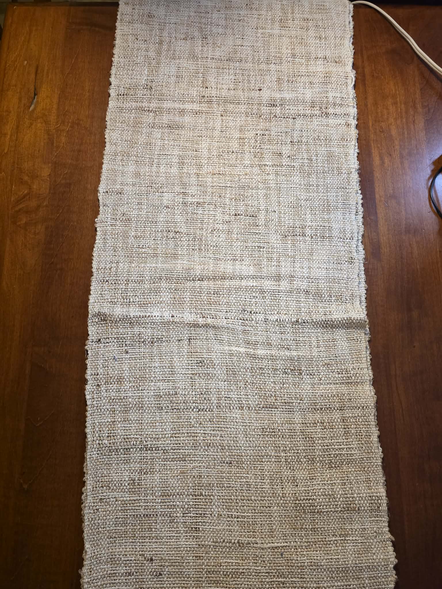 Natural Chunky Open-Weave Jute Table Runner - Clean Cut Edges, Oatmeal/Cream, Farmhouse & Boho Style