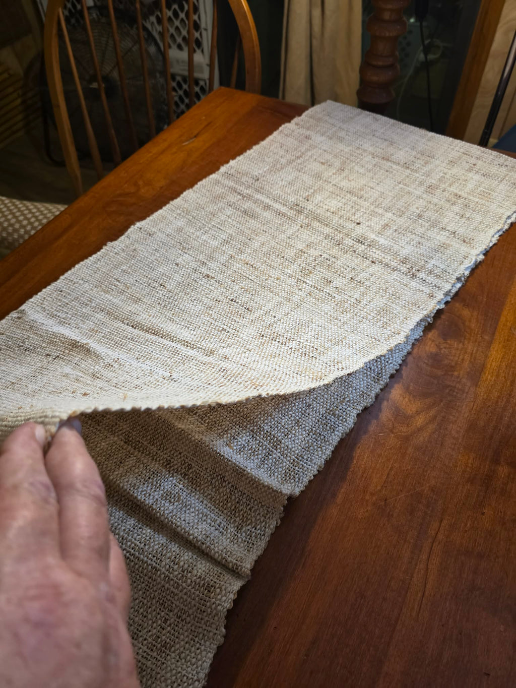Natural Chunky Open-Weave Jute Table Runner - Clean Cut Edges, Oatmeal/Cream, Farmhouse & Boho Style