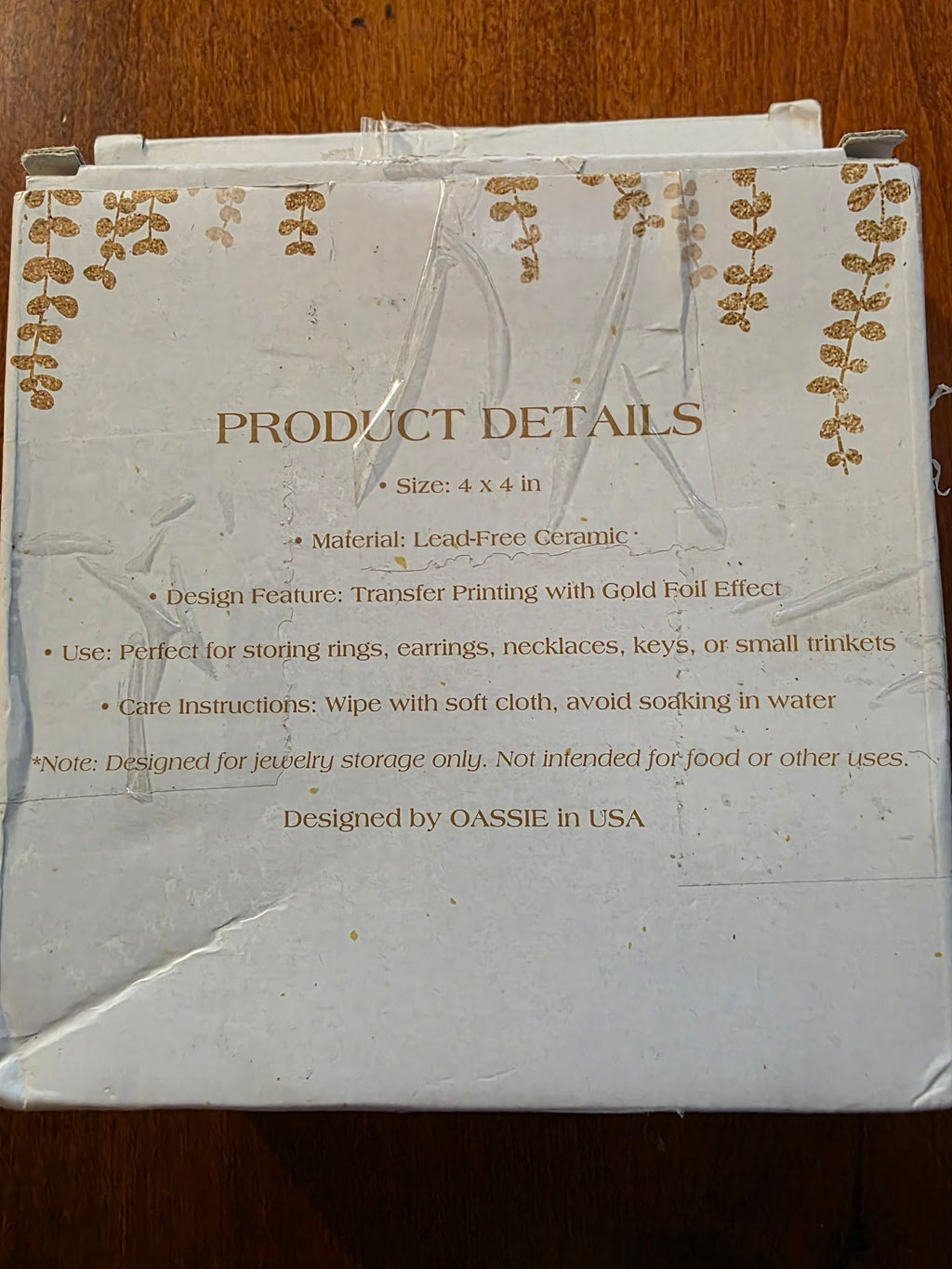OASSIE Monogram Initial 'M' Ceramic Jewelry Dish & Trinket Tray