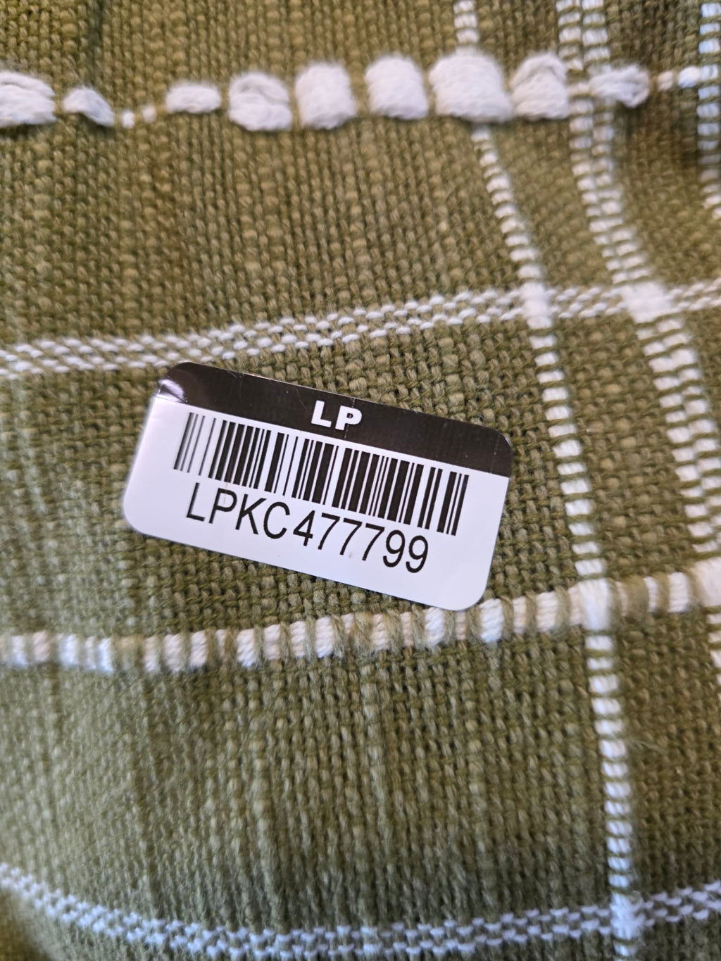Lemon & Pepper Olive Green Woven Table Runner - Long (Bobble Stripe & Tassel Fringe)