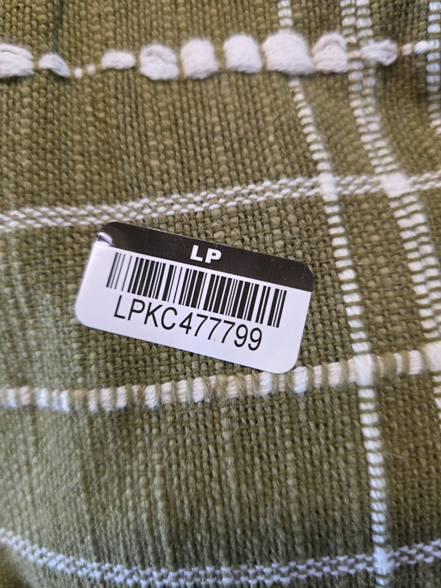 Lemon & Pepper Olive Green Woven Table Runner - Long (Bobble Stripe & Tassel Fringe)