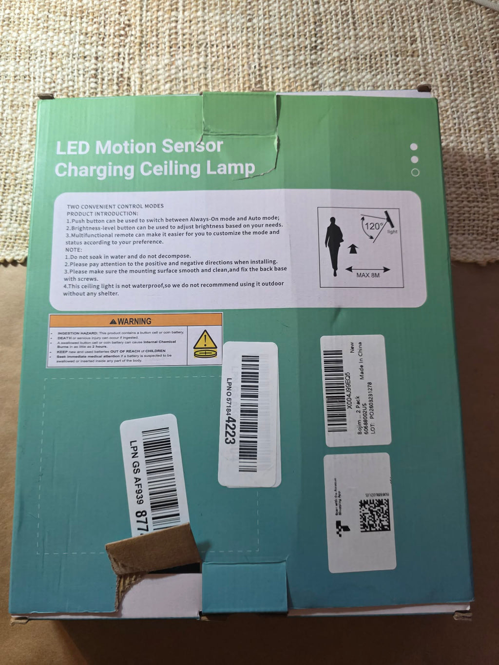 Rechargeable LED Motion Sensor Ceiling Light – 2 Lights + 2 Remote Controls Included