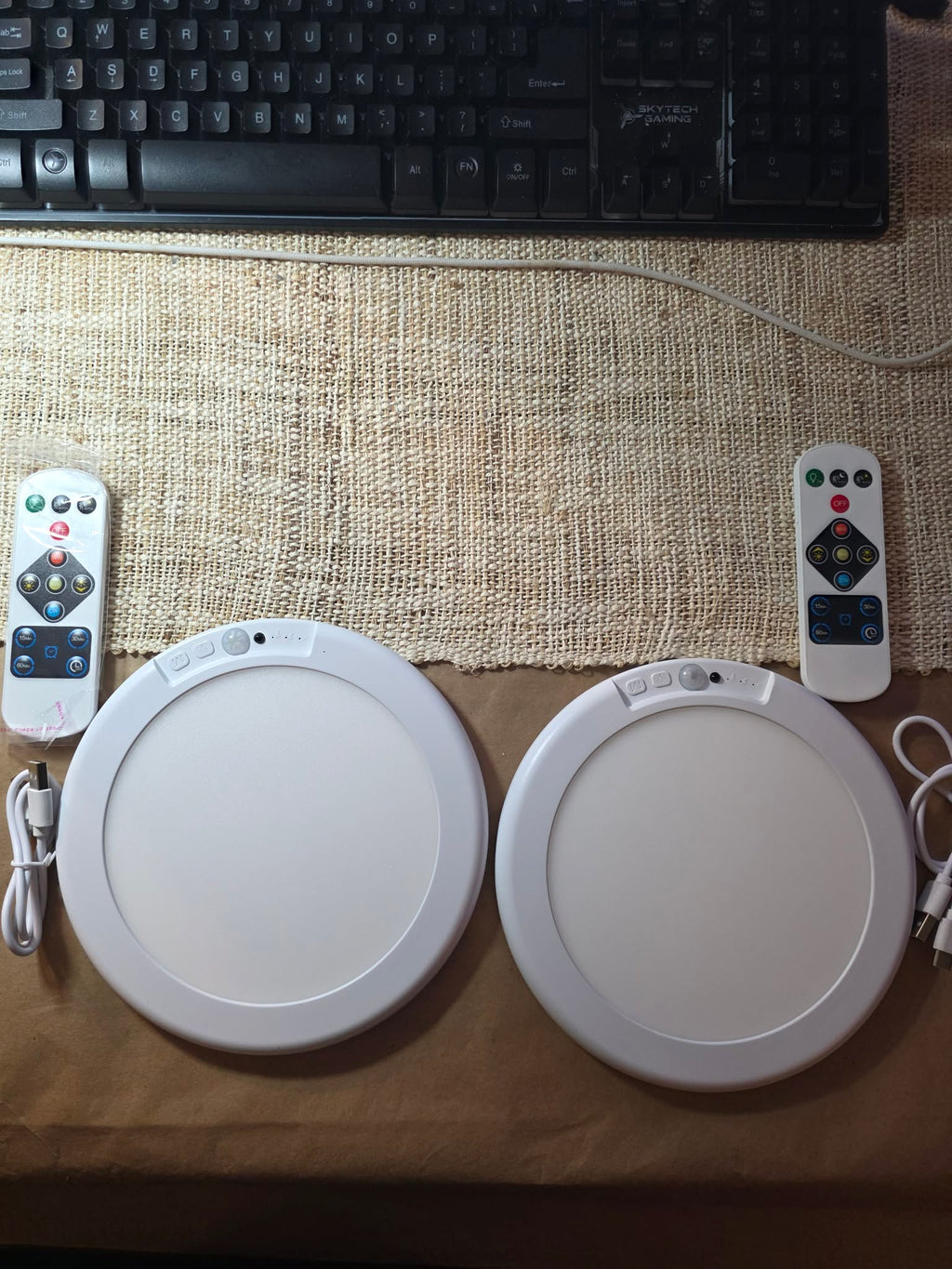 Rechargeable LED Motion Sensor Ceiling Light – 2 Lights + 2 Remote Controls Included