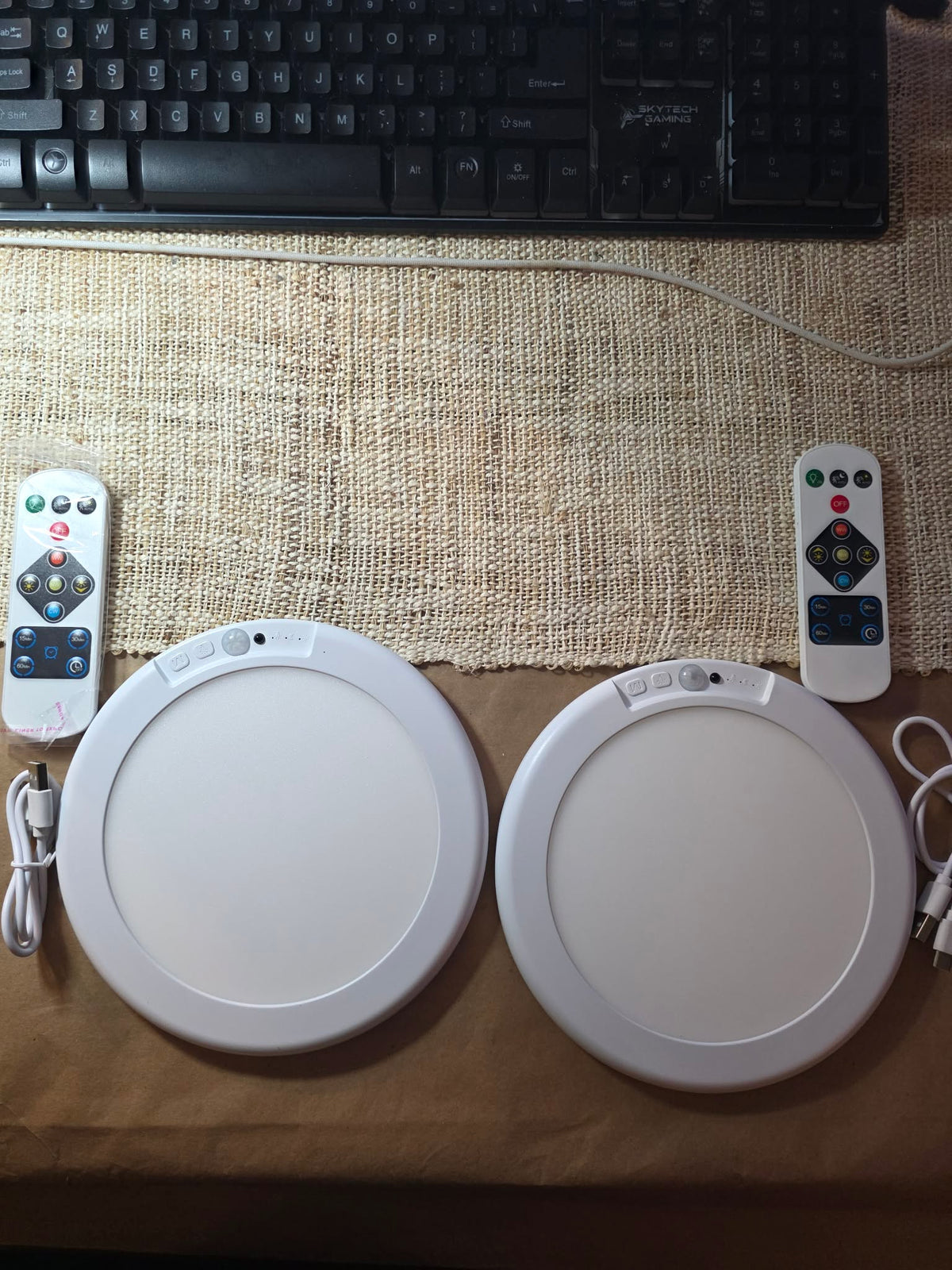 Rechargeable LED Motion Sensor Ceiling Light – 2 Lights + 2 Remote Controls Included