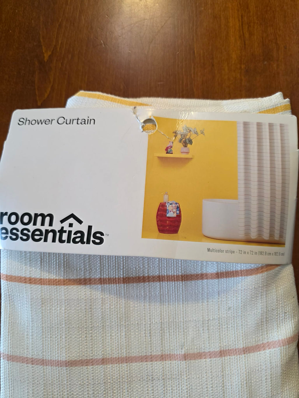Room Essentials Multicolor Stripe Shower Curtain - White, Yellow & Blush (72"x72")