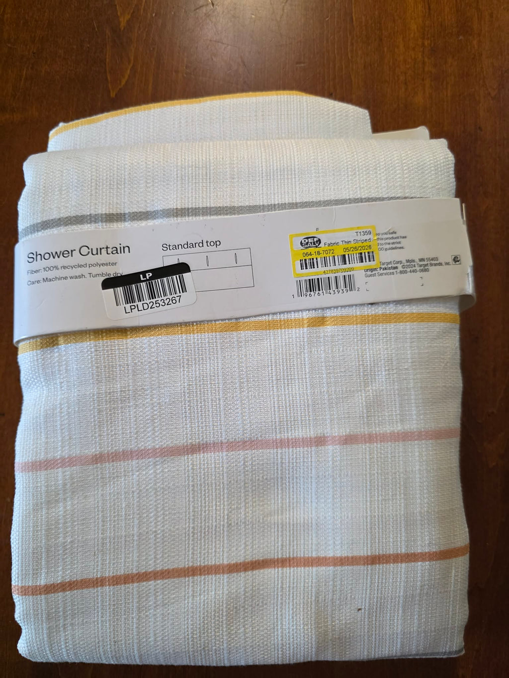 Room Essentials Multicolor Stripe Shower Curtain - White, Yellow & Blush (72"x72")