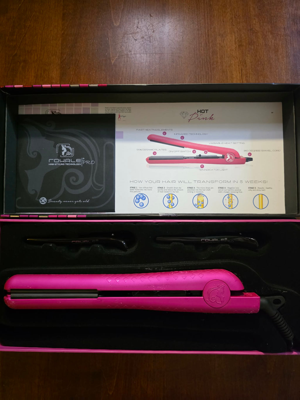 Royale Pro Hair Styling Technology - 100% Ceramic Flat Iron Hair Straightener (Hot Pink)