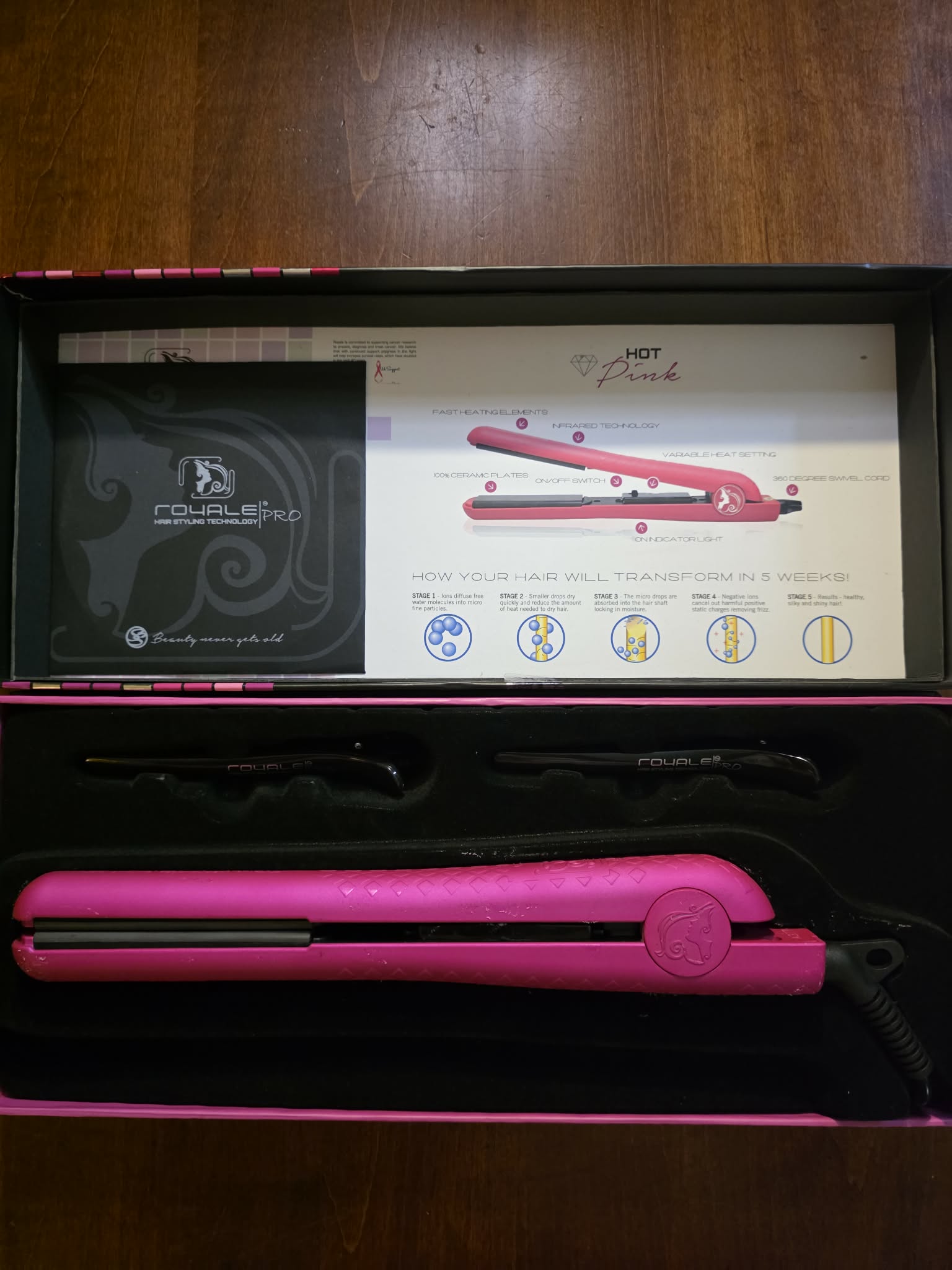 Royale Pro Hair Styling Technology - 100% Ceramic Flat Iron Hair Straightener (Hot Pink)