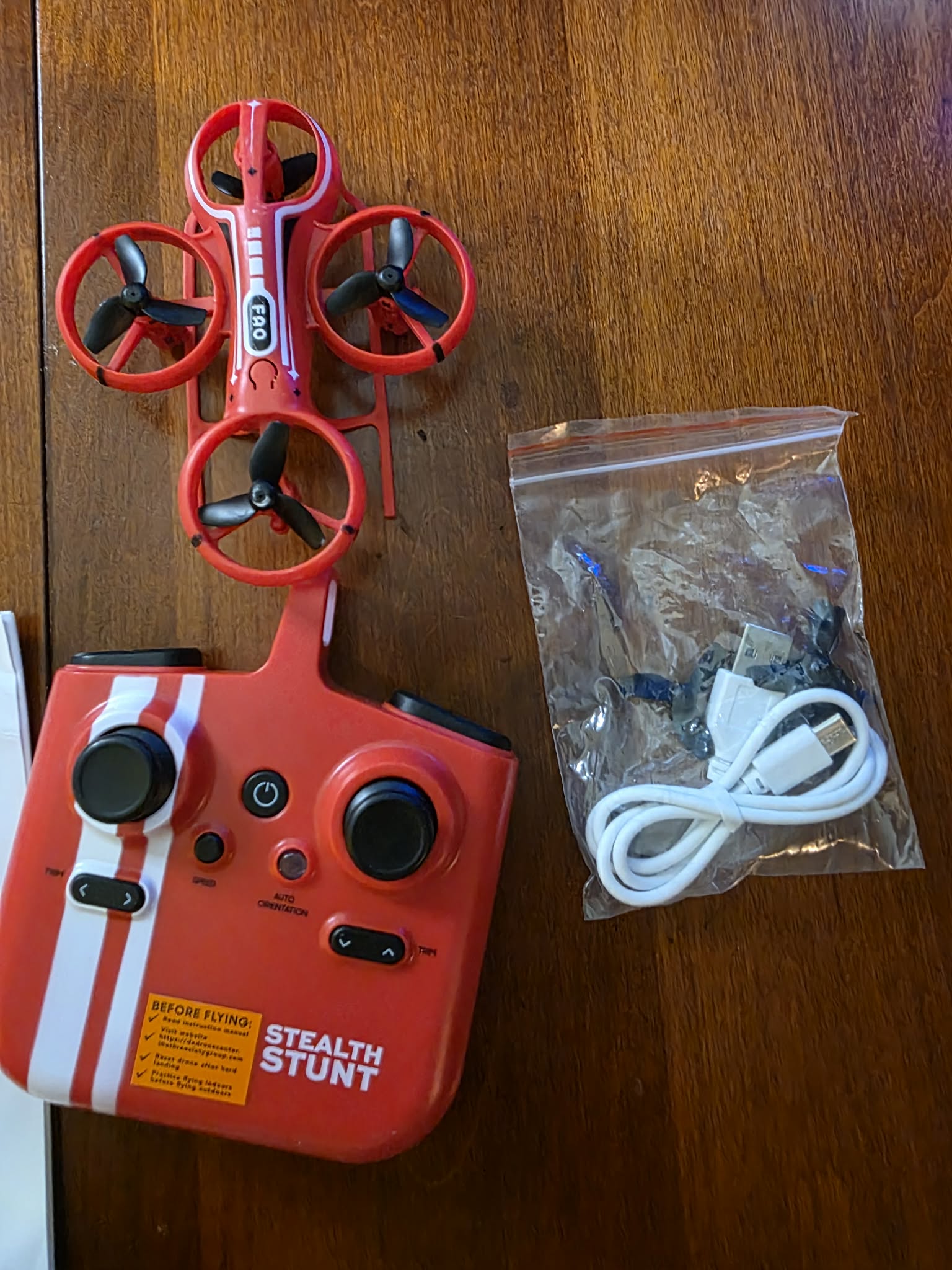 Stealth Stunt Mini RC Drone with Controller (Red/White)