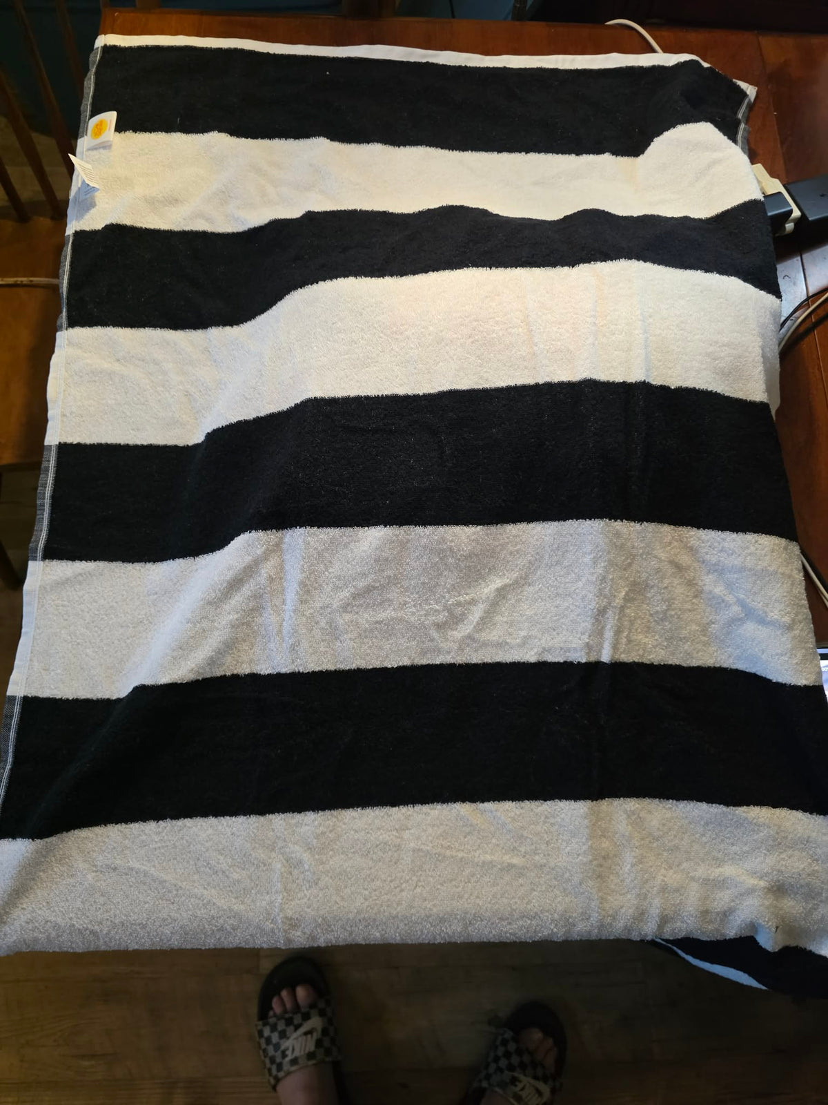 Sun Squad Cabana Stripe Beach Towels - Set of 3, Multicolor (28"x58" Each) - Black/White, Peach/White & Blue/White