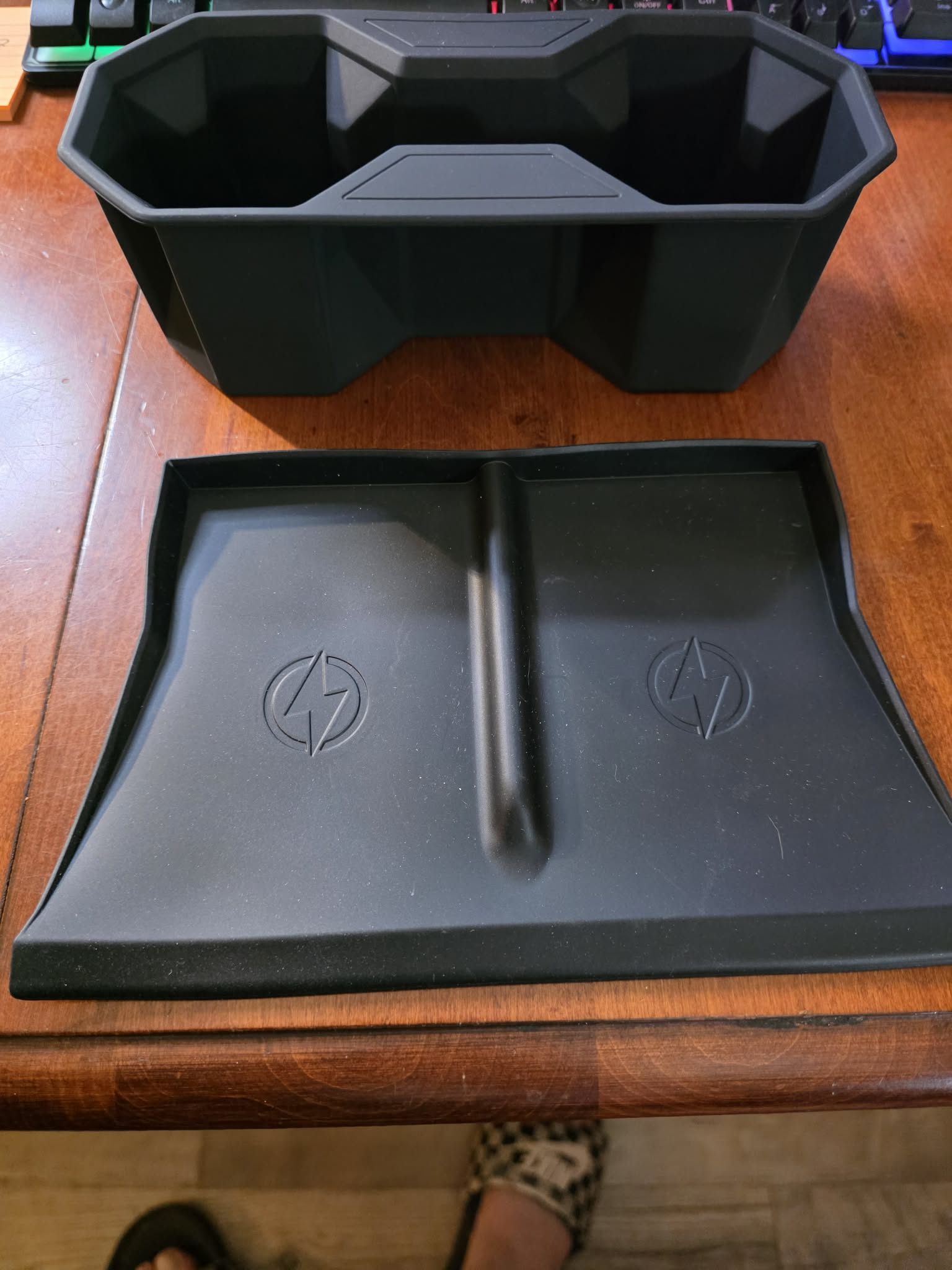 Tesla Model 3 / Model Y Silicone Center Console Cup Holder Insert & Wireless Charging Mat Set