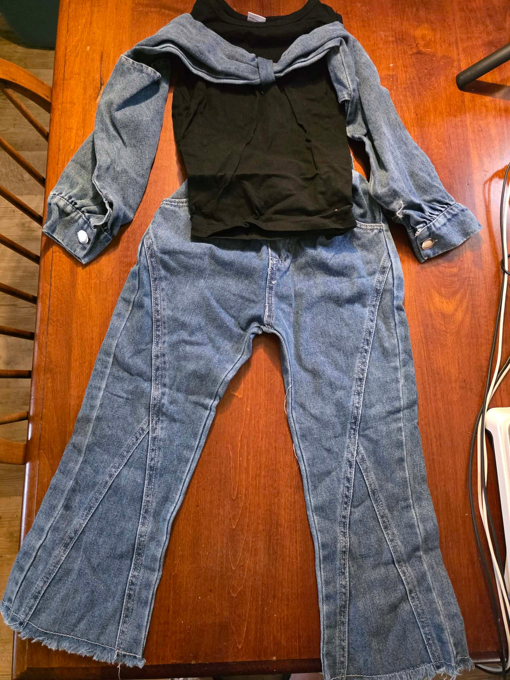 The "Mini Trendsetter" 3-Piece Denim Flare Set