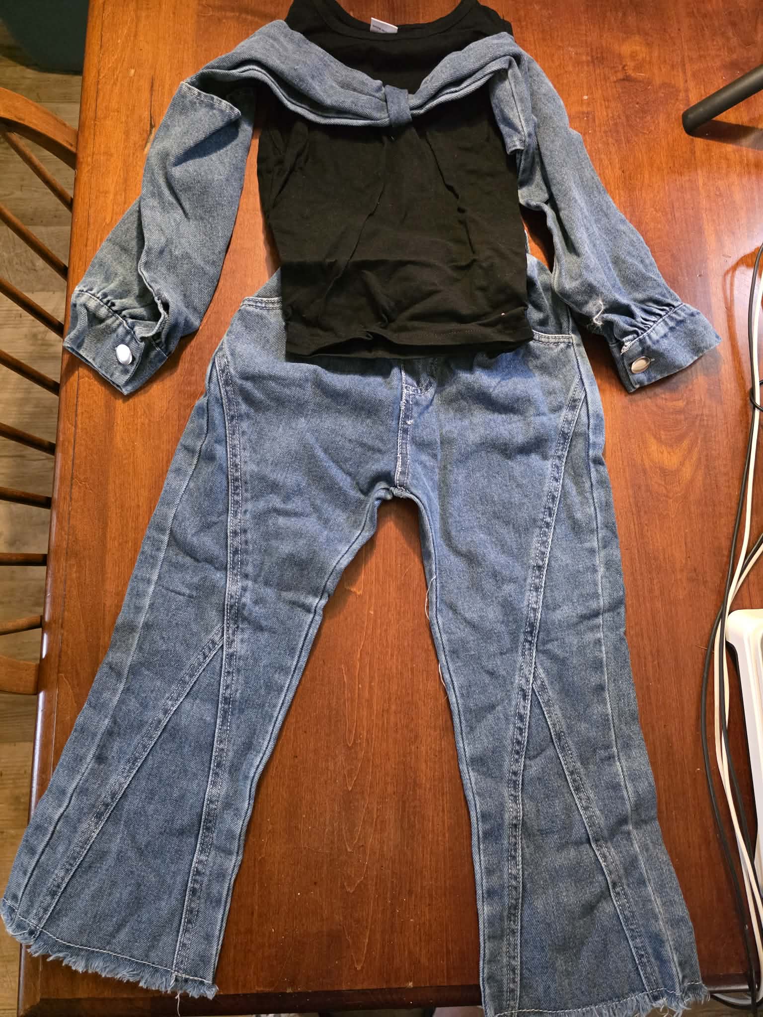 The "Mini Trendsetter" 3-Piece Denim Flare Set