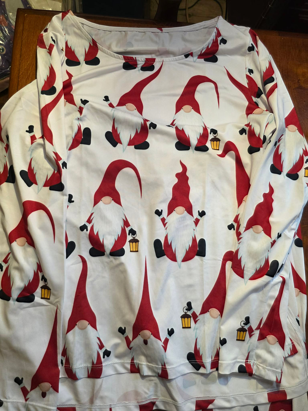 Women's Holiday Gnome 2-Piece Pajama Set - Long Sleeve Top and Pants Sleepwear