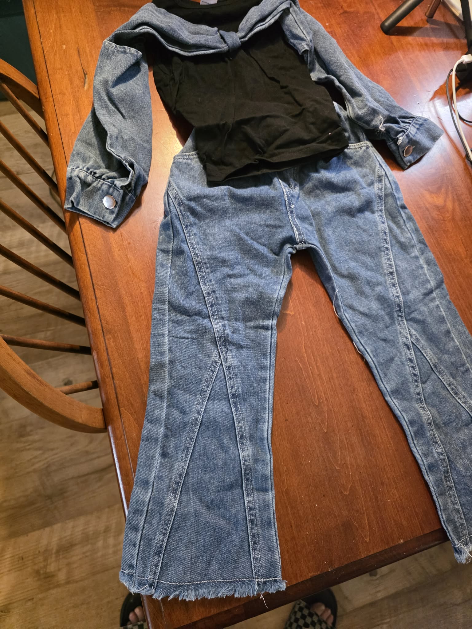 The "Mini Trendsetter" 3-Piece Denim Flare Set