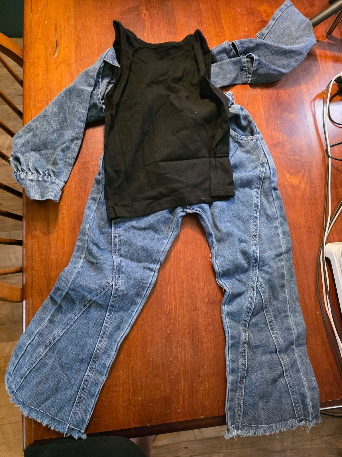 The "Mini Trendsetter" 3-Piece Denim Flare Set